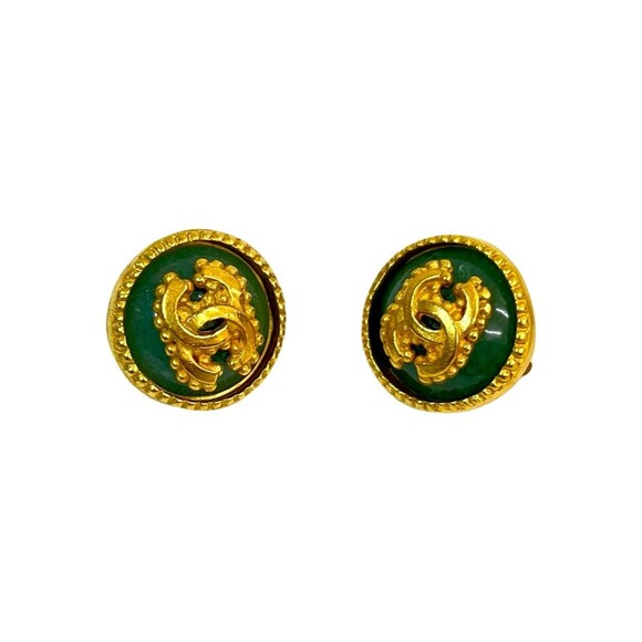 CHANEL Gripoa Coco Mark GP Earrings and Ear Cuffs, Gold Green, 15472 - Picture 5 of 7